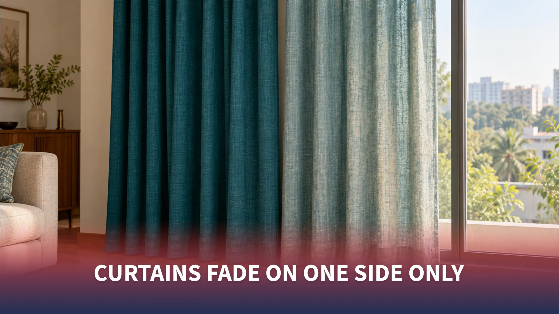 Curtains Fade on One Side Only - Two panels side by side in the window